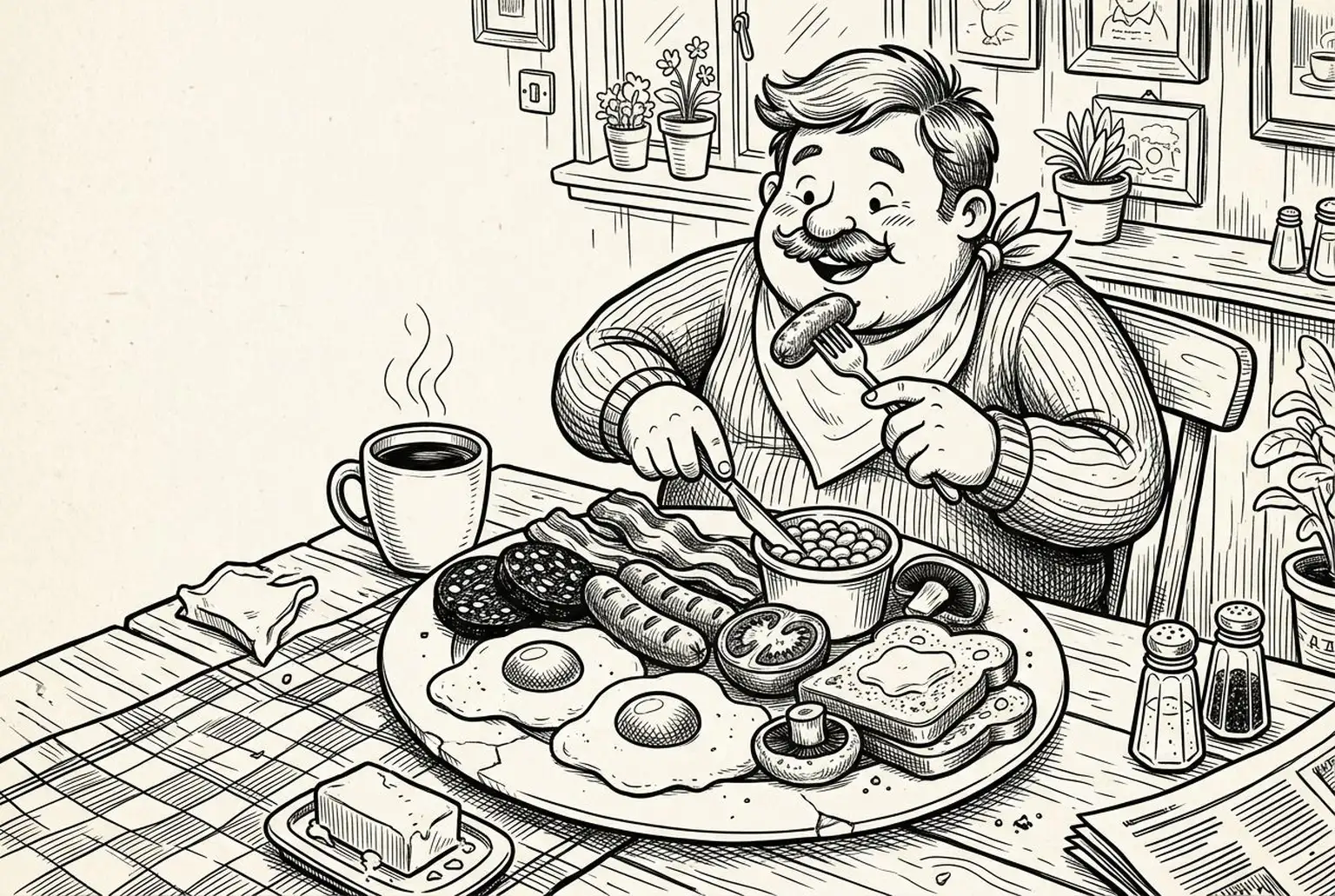 Black and white cartoon